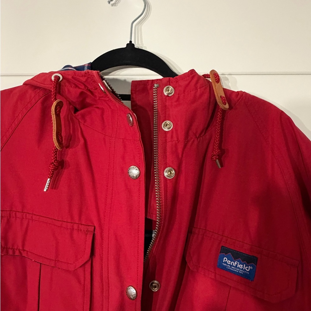 Penfield Red Rain Jacket with Hood - Picture 3 of 5